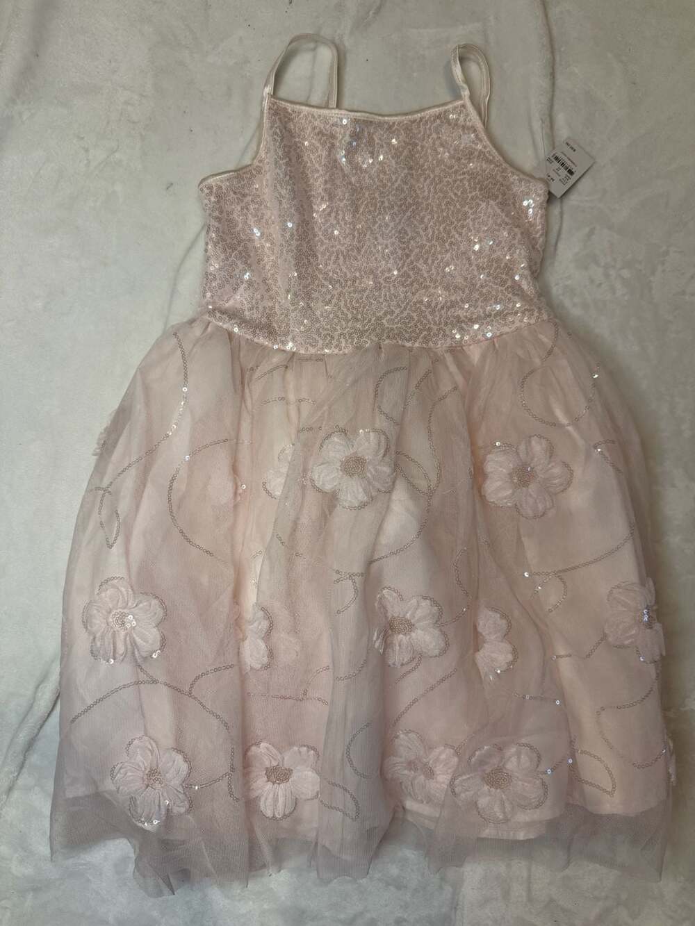 Zenzi Girls Pink Sequin Bodice Floral Tulle Overlay Party Dress